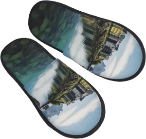 Norway Landscape Nature Sea Water Furry House Slippers for Women Men Soft Fuzzy Slippers Indoor Casual Plush House Shoes Medium