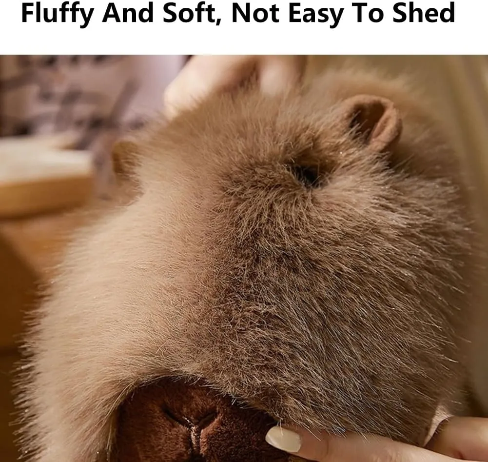 Novelty With Ears Capybara Slippers, Cozy House Shoes Fall and Winter Indoor Outdoor for Women, Warm Funny Animal Soft Plush Slides