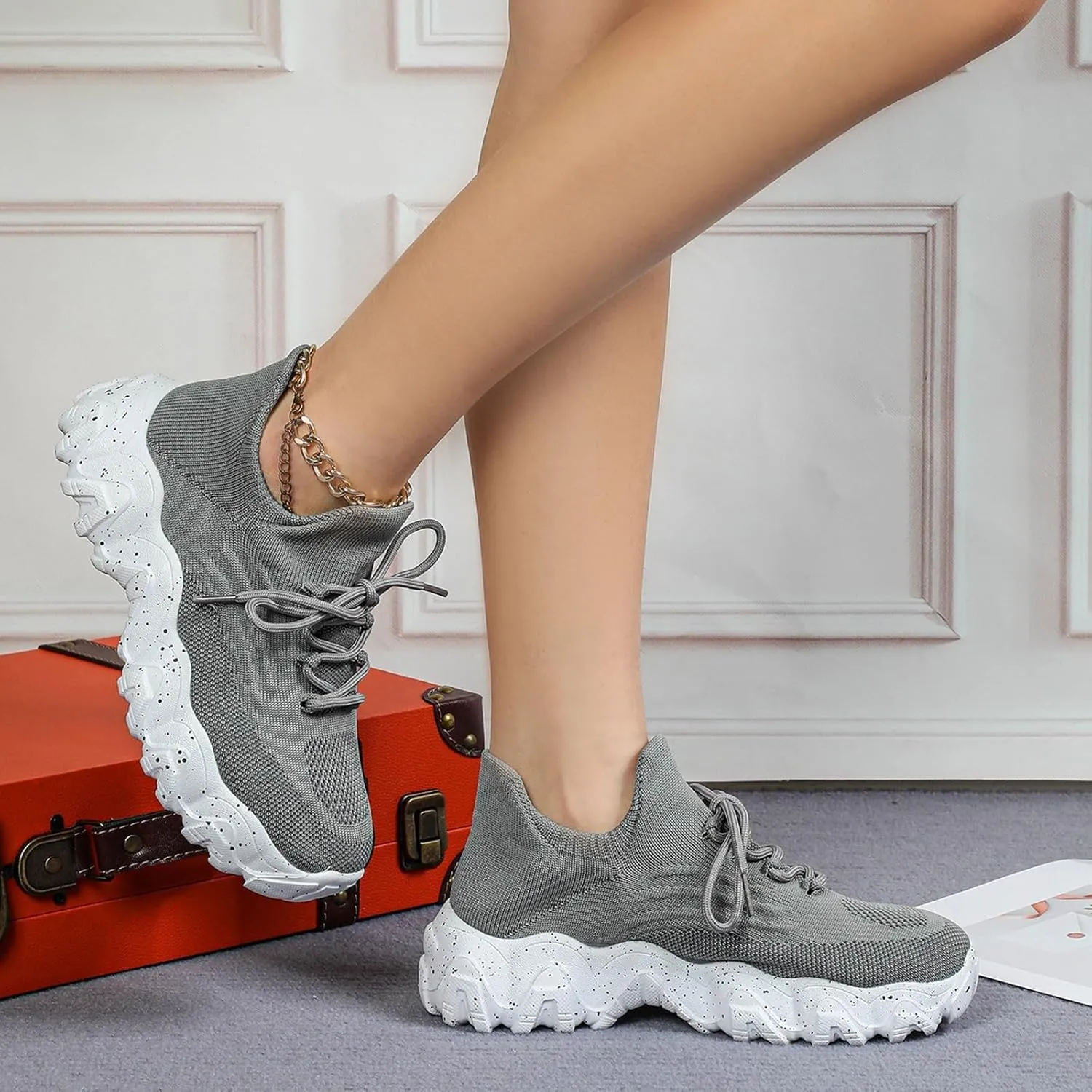 Nurse Babe Shoes for Women Breathable Mesh Casual Footwear Walking Running Sneakers with Arch Support Lightweight Non-Slip Orthopedic Sneakers Comfort Wear Orthowear Shoe