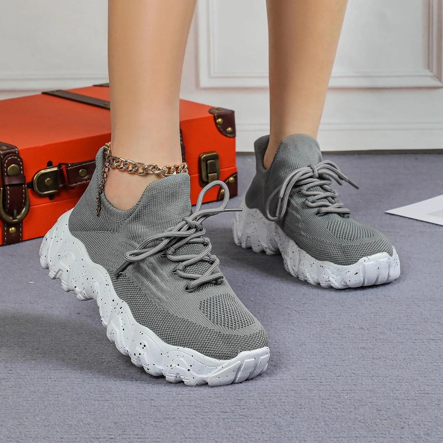 Nurse Babe Shoes for Women Breathable Mesh Casual Footwear Walking Running Sneakers with Arch Support Lightweight Non-Slip Orthopedic Sneakers Comfort Wear Orthowear Shoe