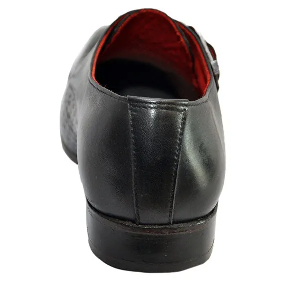 Obeeze Handmade Black Knitted Monkstrap Cobra Shoes