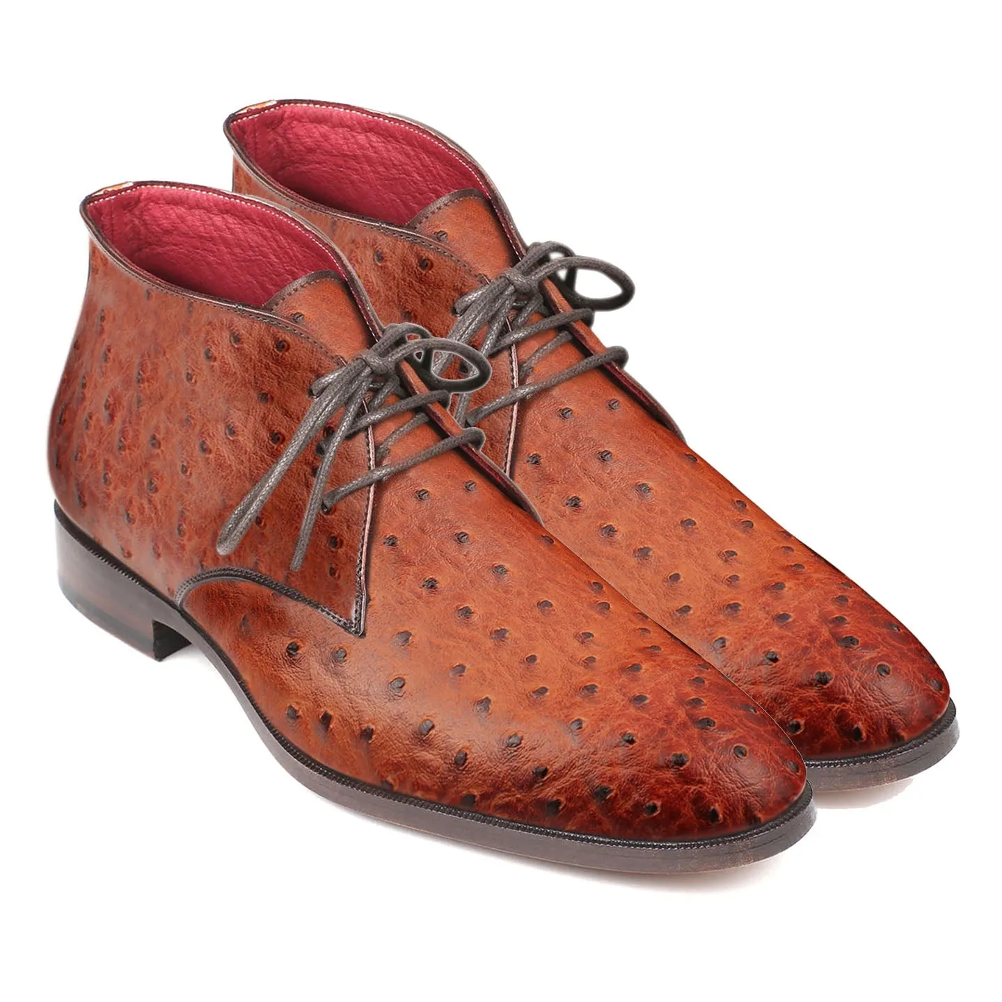 Obeeze Handmade Brown Ostrich Leather Chukka Boot