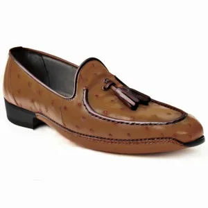 Obeeze Handmade Brown Ostrich Leather Fold Sole Shoes
