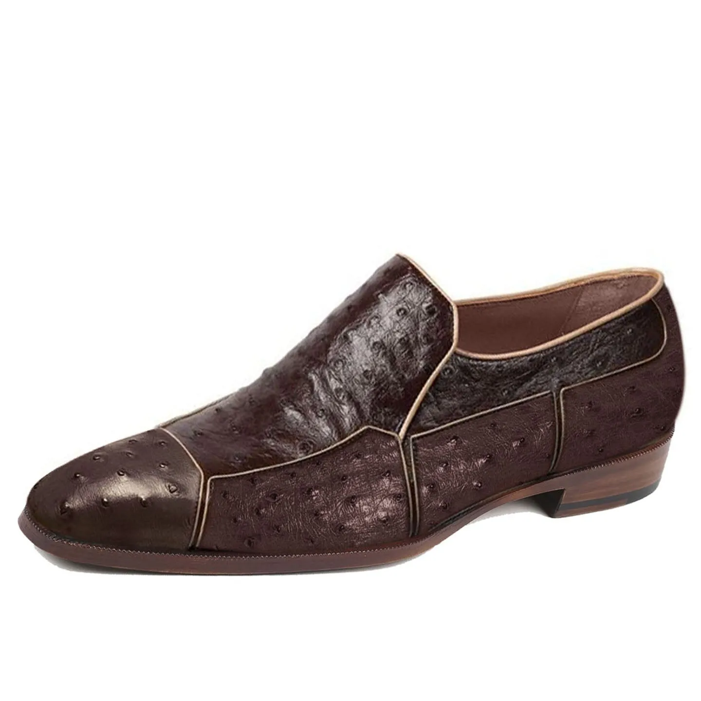 Obeeze Handmade Brown Ostrich Leather Loafers