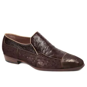 Obeeze Handmade Brown Ostrich Leather Loafers