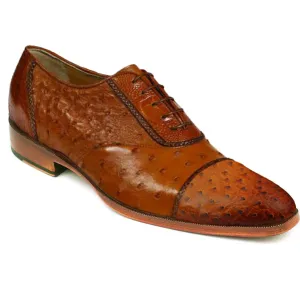 Obeeze Handmade Brown Ostrich Leather Oxford Shoes
