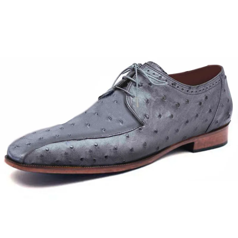 Obeeze Handmade Grey Ostrich Leather Oxford Shoes