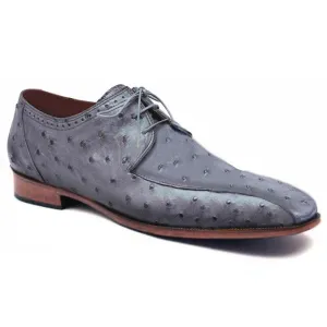 Obeeze Handmade Grey Ostrich Leather Oxford Shoes