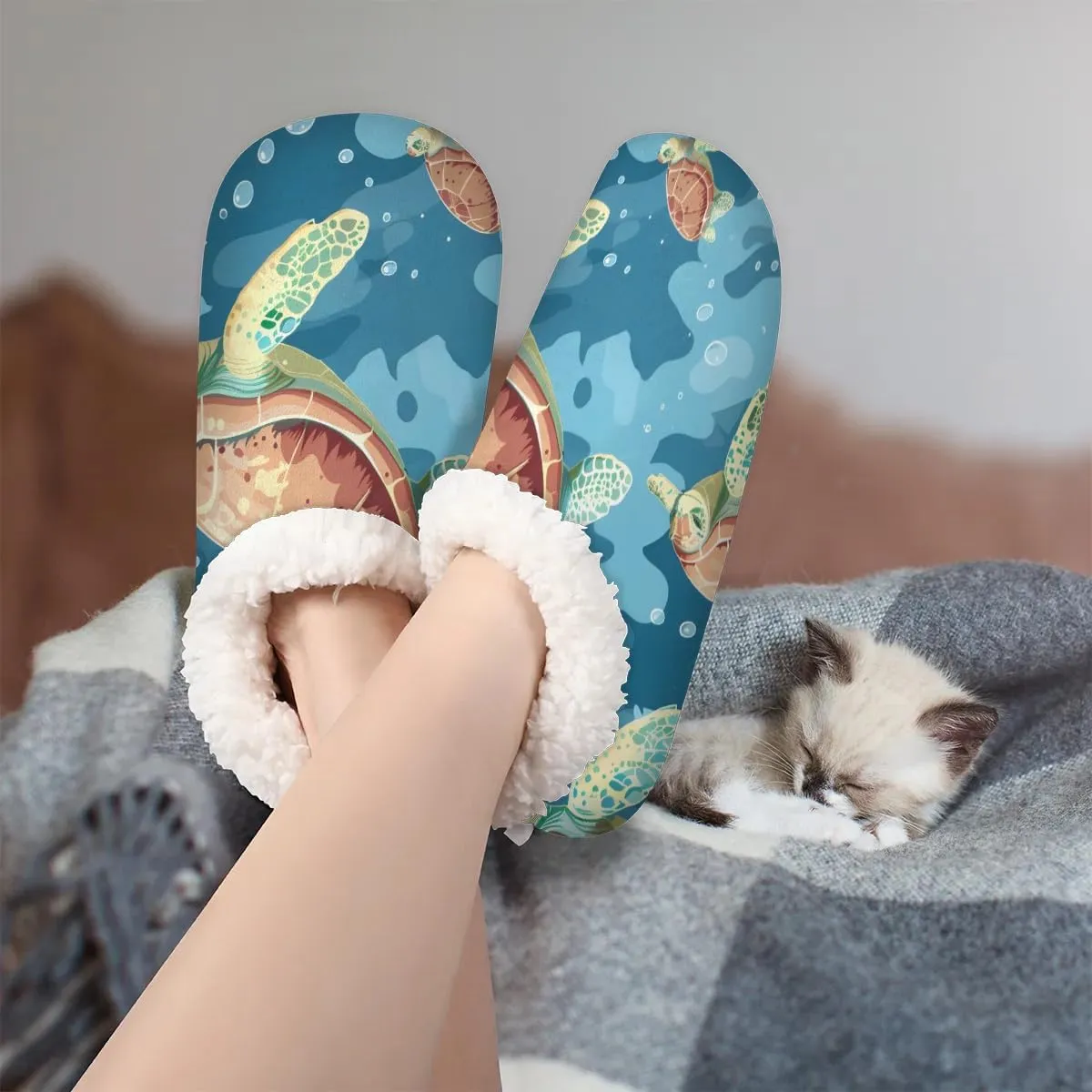 Ocean Sea Turtle Starfish Soft Home Slippers for Women Lightweight Men's House Shoes Women's Slippers