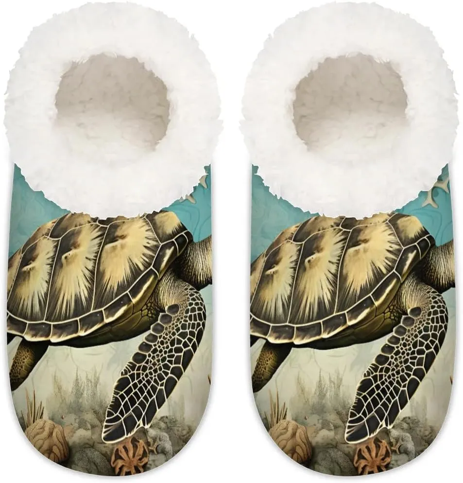 Ocean Sea Turtle Starfish Soft Home Slippers for Women Lightweight Men's House Shoes Women's Slippers