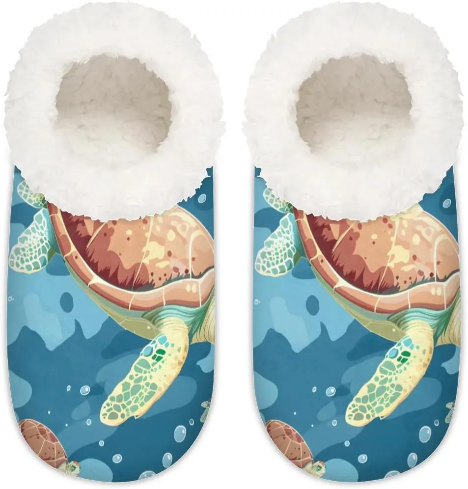 Ocean Sea Turtle Starfish Soft Home Slippers for Women Lightweight Men's House Shoes Women's Slippers