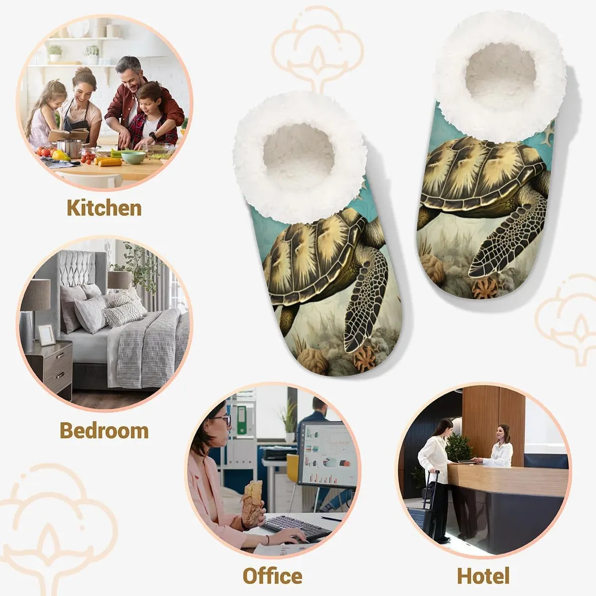 Ocean Sea Turtle Starfish Soft Home Slippers for Women Lightweight Men's House Shoes Women's Slippers