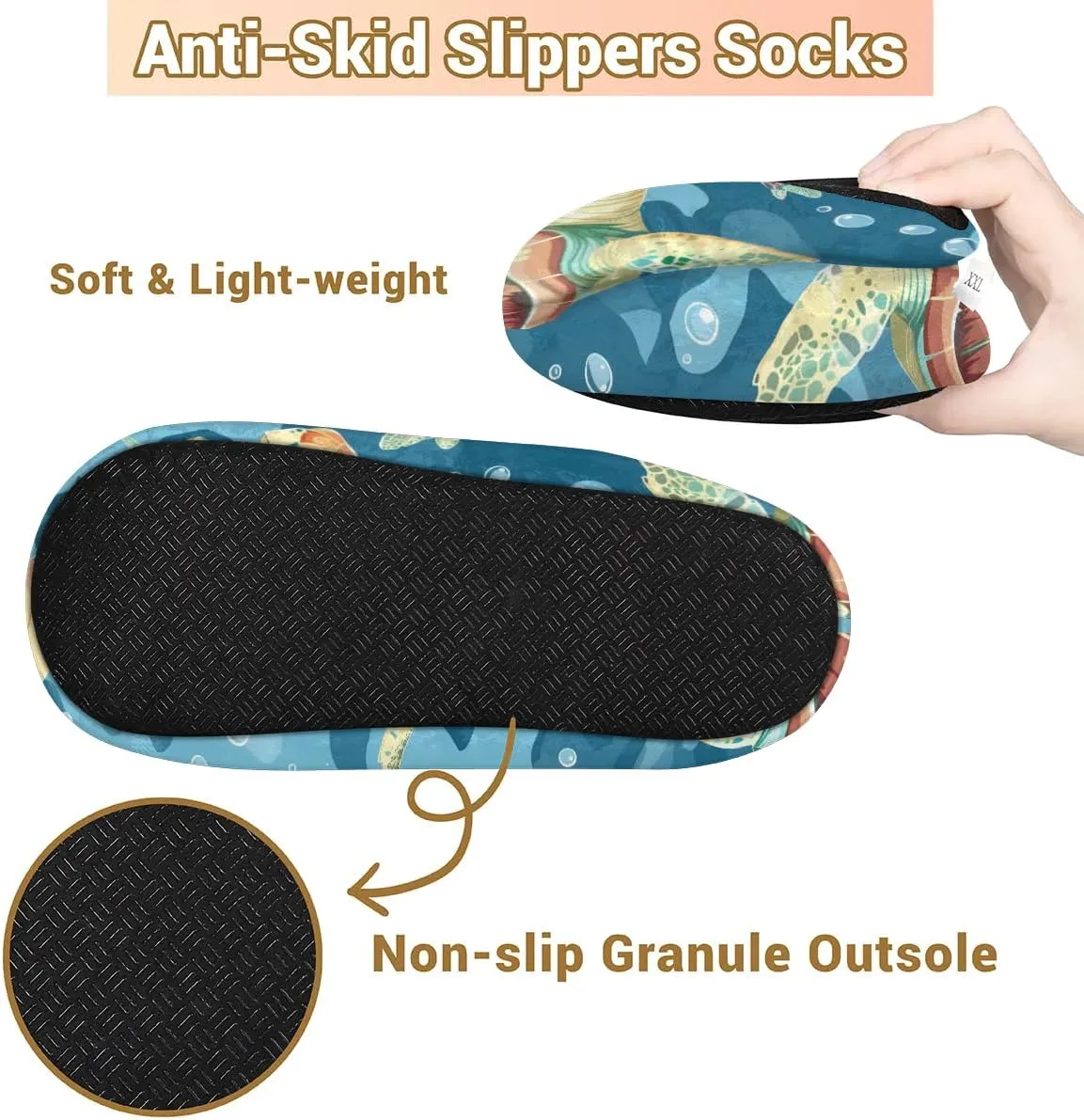 Ocean Sea Turtle Starfish Soft Home Slippers for Women Lightweight Men's House Shoes Women's Slippers