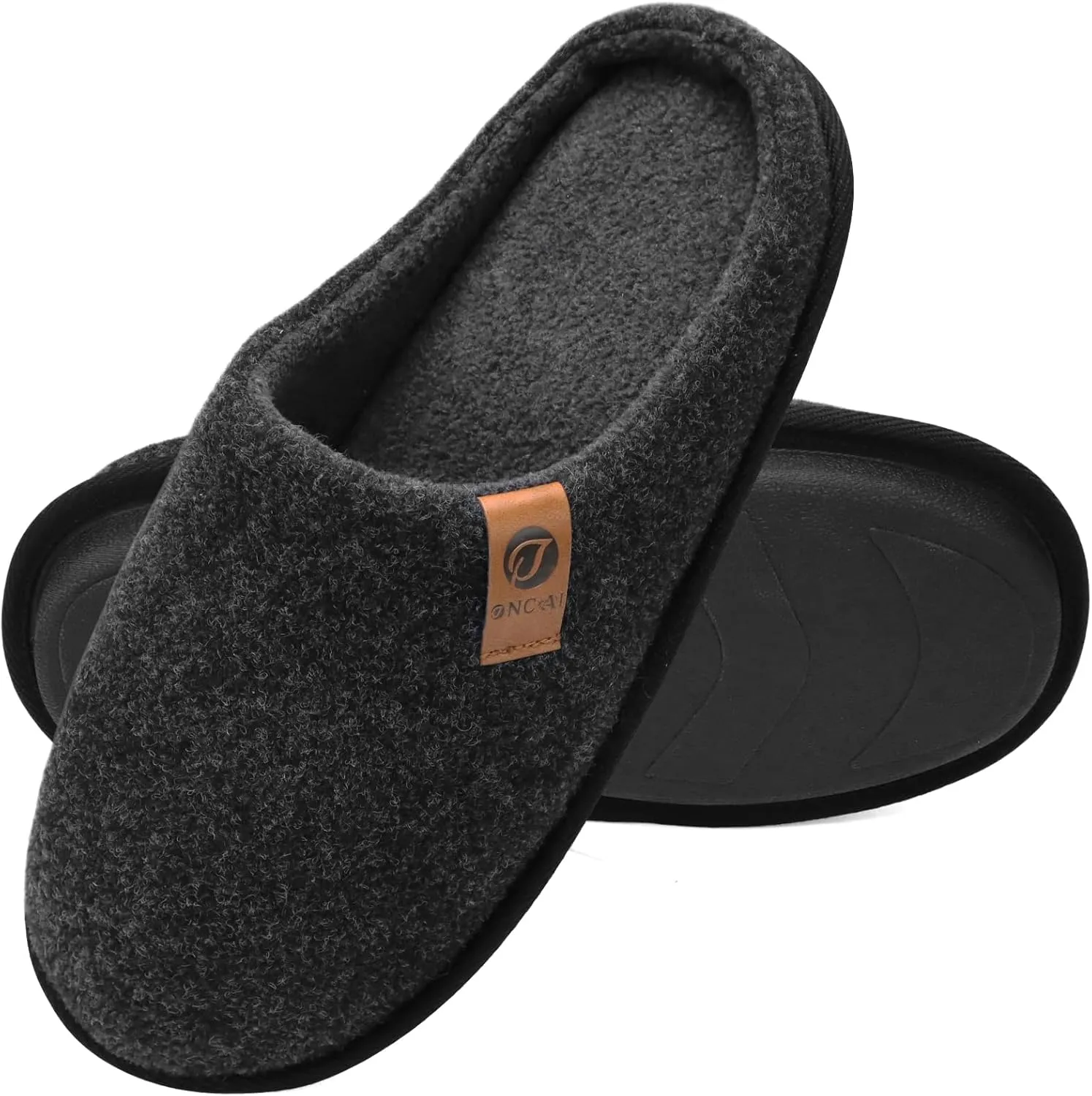 ONCAI Mens Cozy Memory Foam Scuff Slippers Slip On Warm House Shoes Indoor/Outdoor with Best Arch Support
