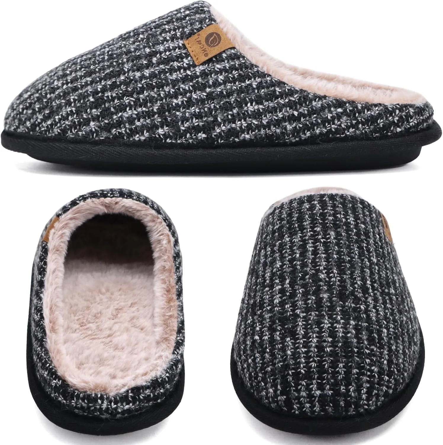 ONCAI Mens Cozy Memory Foam Scuff Slippers Slip On Warm House Shoes Indoor/Outdoor with Best Arch Support