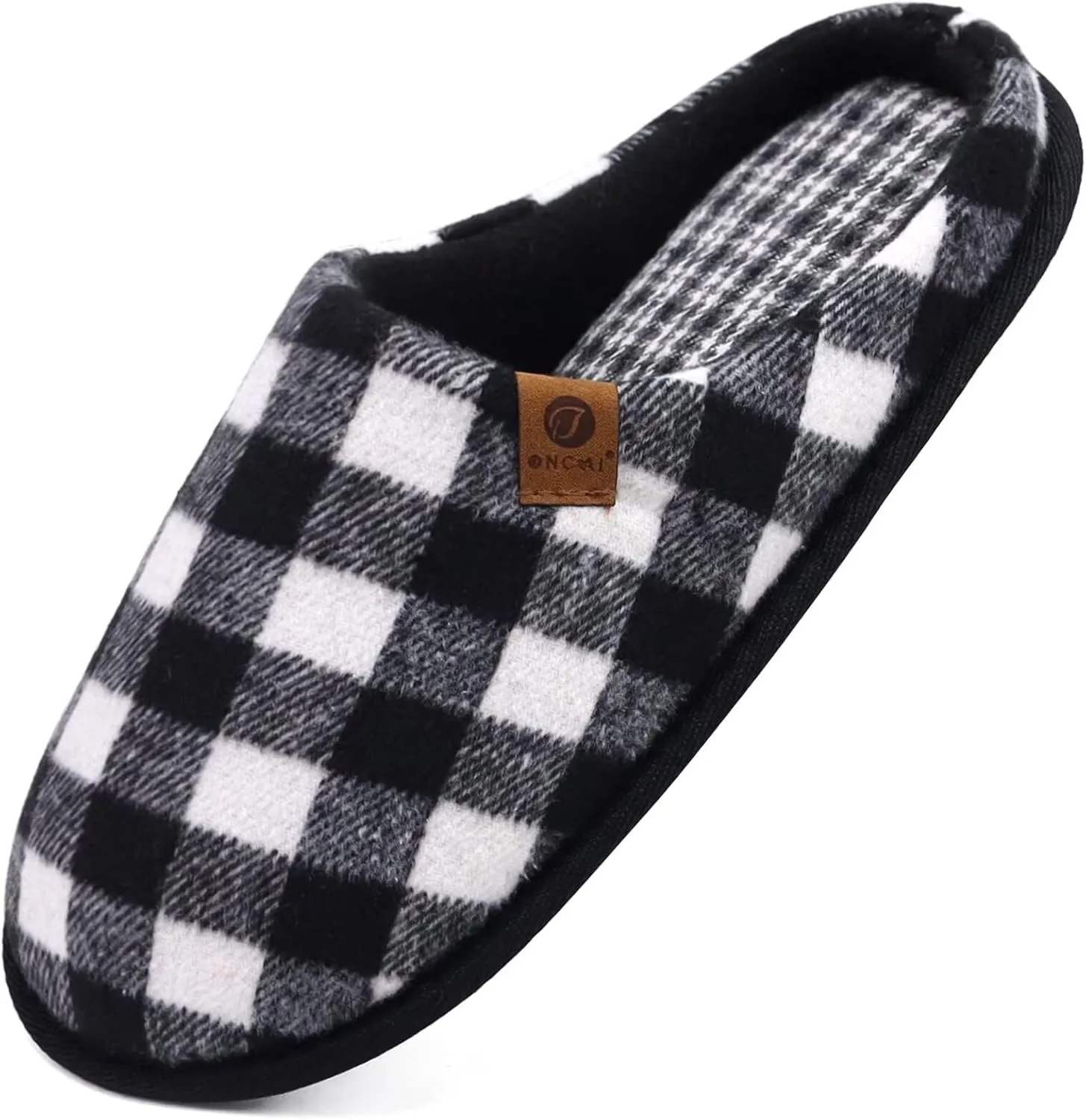 ONCAI Mens Cozy Memory Foam Scuff Slippers Slip On Warm House Shoes Indoor/Outdoor with Best Arch Support