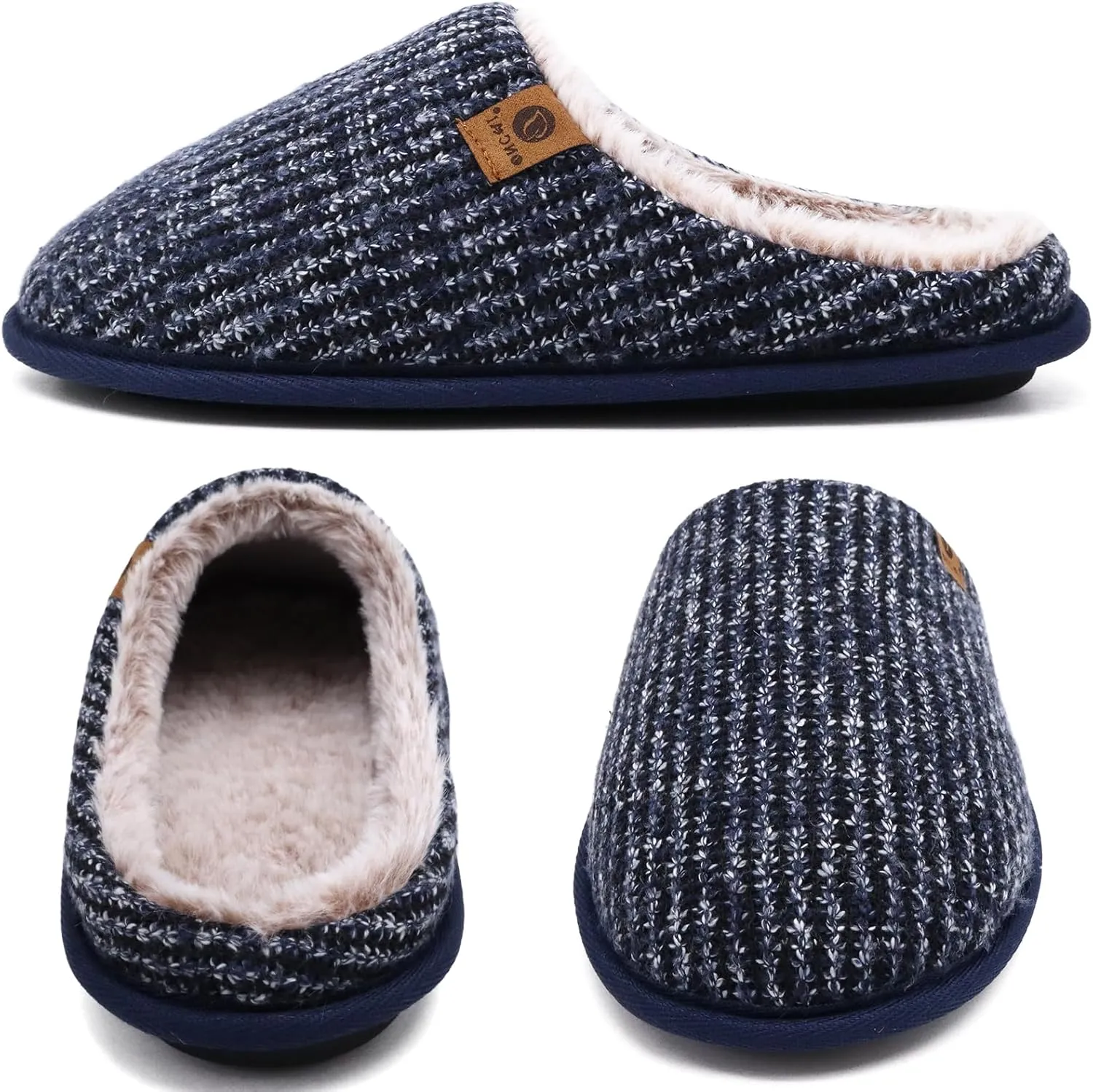 ONCAI Mens Cozy Memory Foam Scuff Slippers Slip On Warm House Shoes Indoor/Outdoor with Best Arch Support