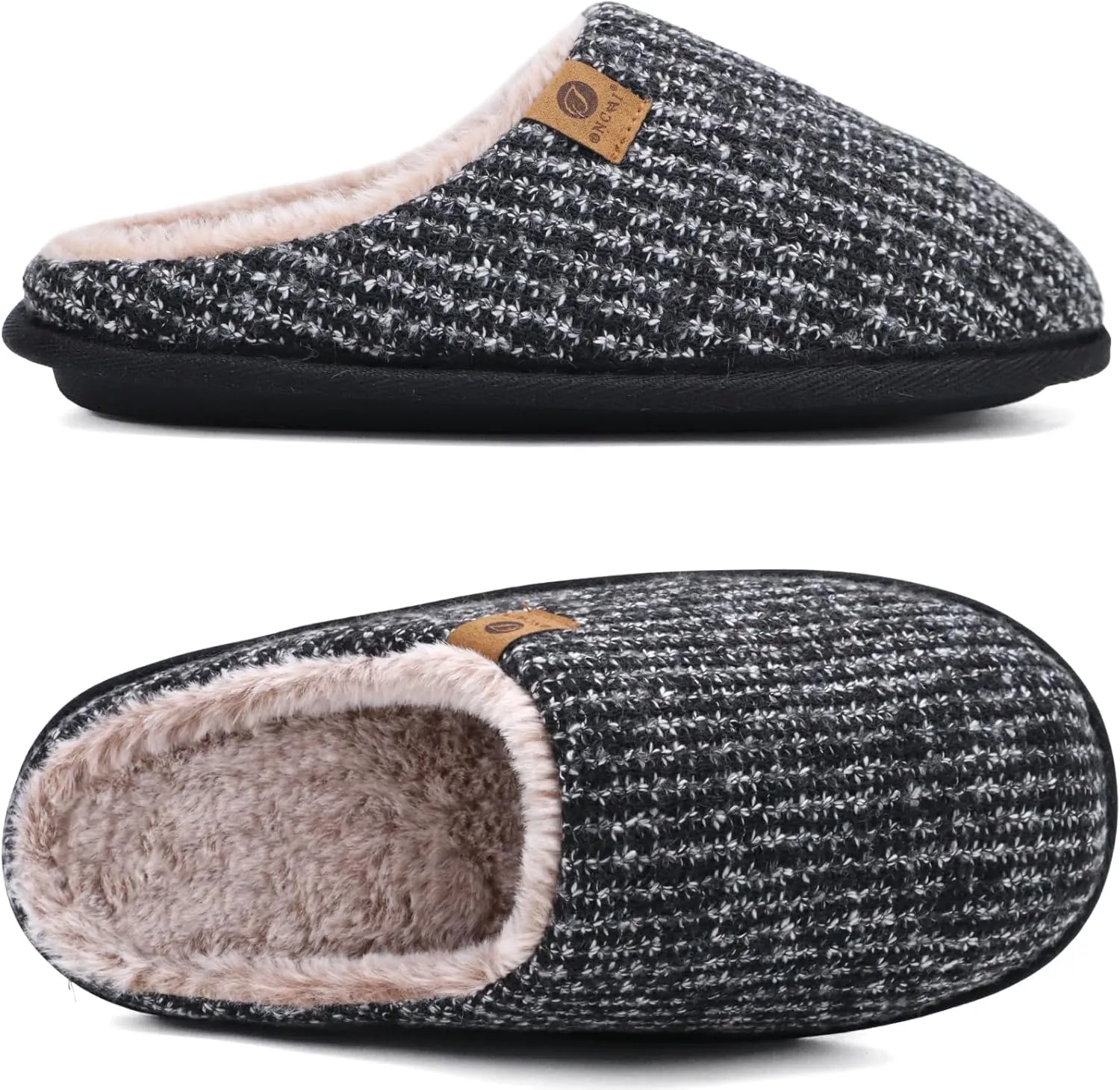ONCAI Mens Cozy Memory Foam Scuff Slippers Slip On Warm House Shoes Indoor/Outdoor with Best Arch Support