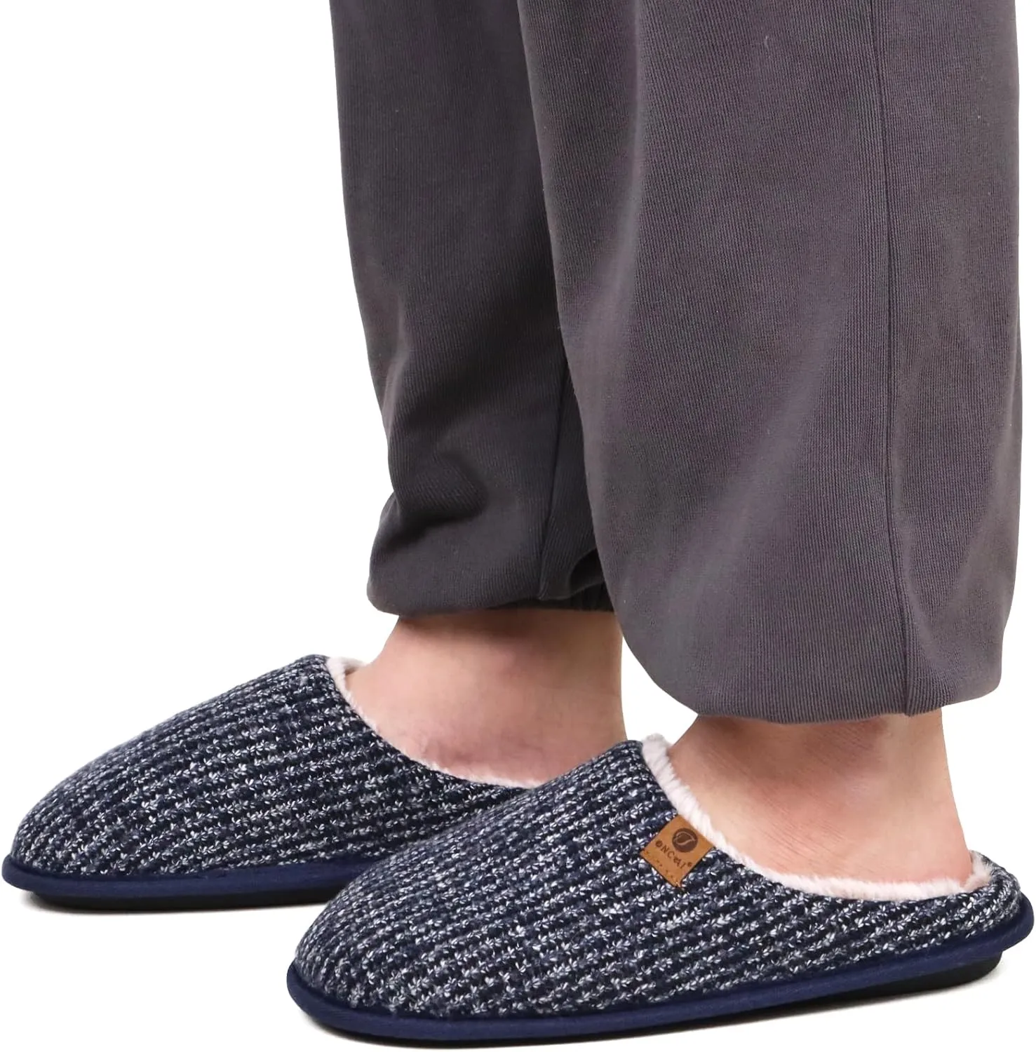 ONCAI Mens Cozy Memory Foam Scuff Slippers Slip On Warm House Shoes Indoor/Outdoor with Best Arch Support