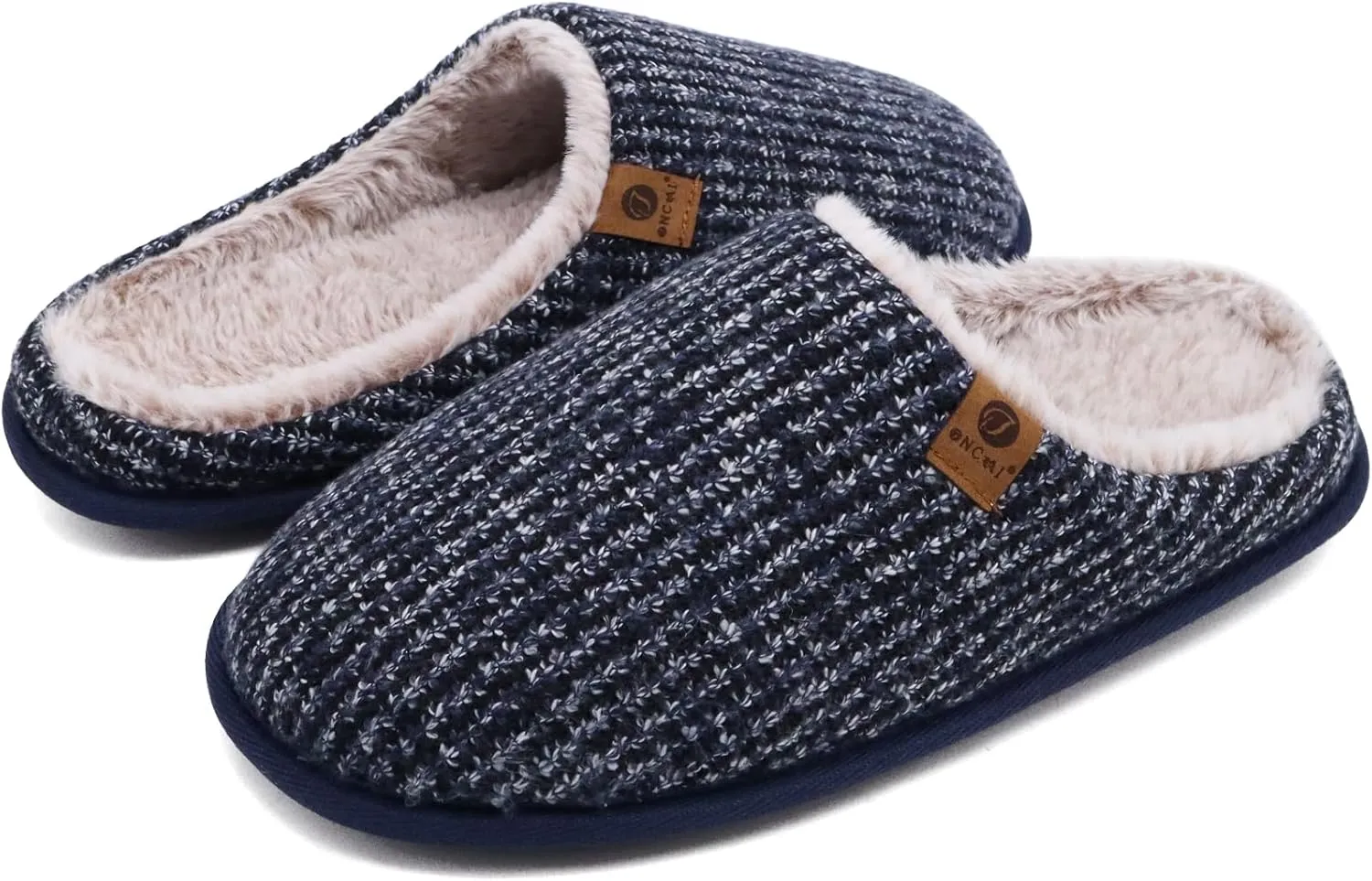 ONCAI Mens Cozy Memory Foam Scuff Slippers Slip On Warm House Shoes Indoor/Outdoor with Best Arch Support