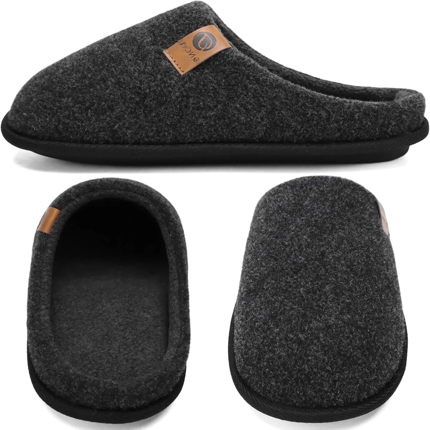 ONCAI Mens Cozy Memory Foam Scuff Slippers Slip On Warm House Shoes Indoor/Outdoor with Best Arch Support
