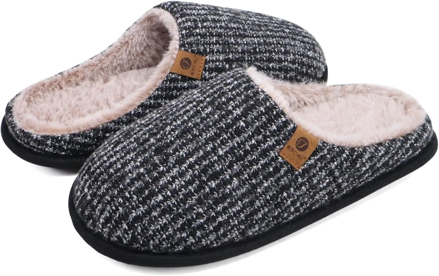 ONCAI Mens Cozy Memory Foam Scuff Slippers Slip On Warm House Shoes Indoor/Outdoor with Best Arch Support