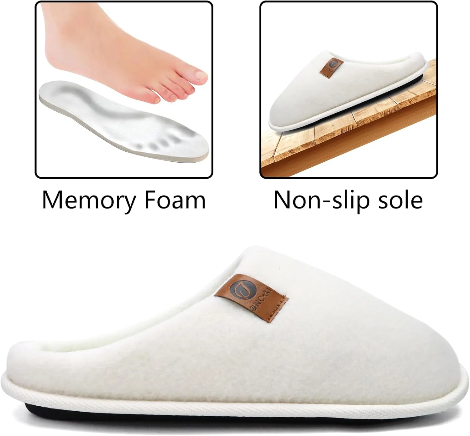 ONCAI Mens Cozy Memory Foam Scuff Slippers Slip On Warm House Shoes Indoor/Outdoor with Best Arch Support