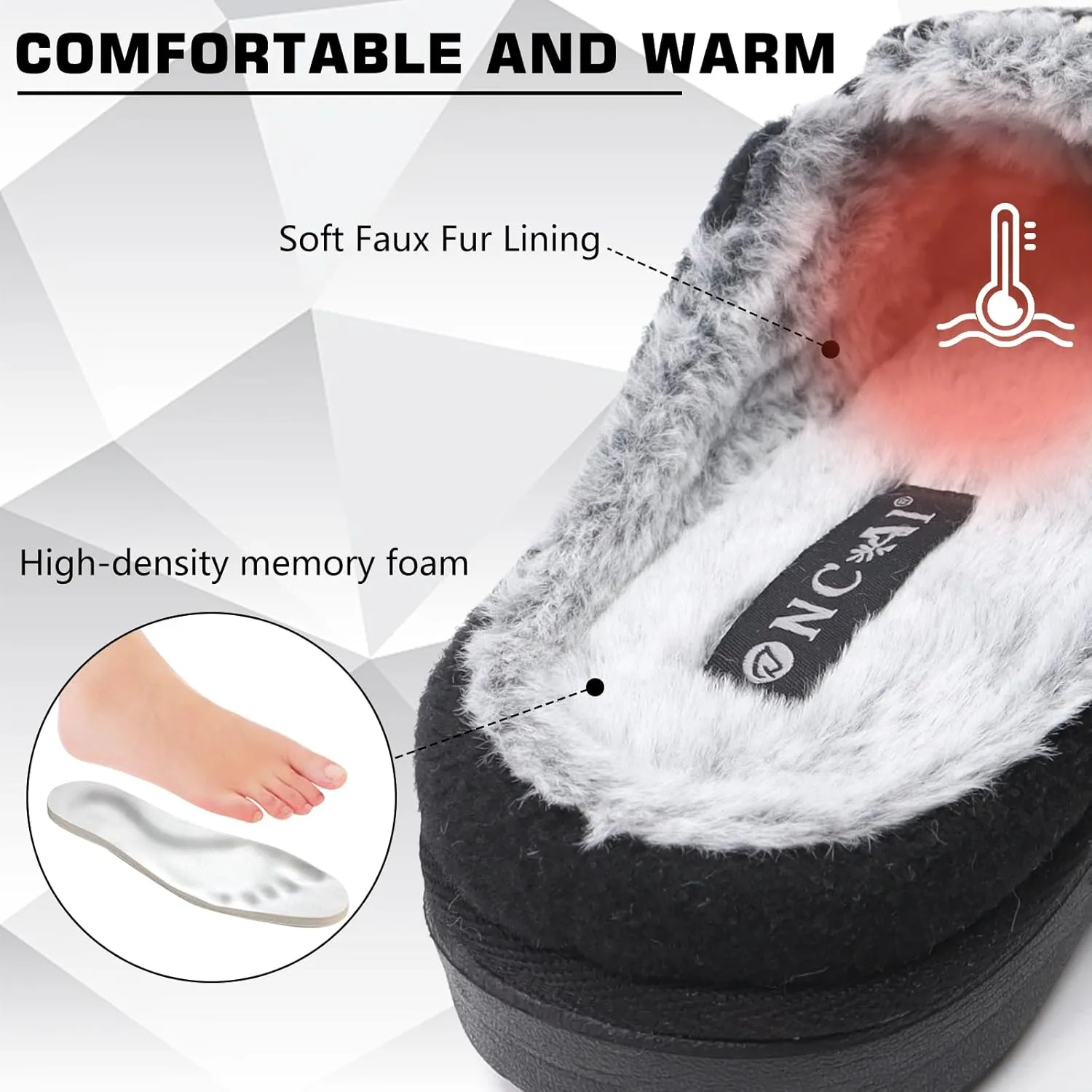 ONCAI Mens Felt Slippers Wool and Cotton-Blend High-Density Memory Foam House Shoes with Indoor and Outdoor Rubber Soles (US Size 7-15)