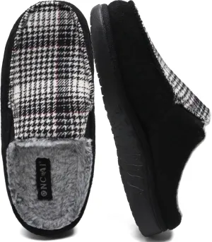 ONCAI Mens Felt Slippers Wool and Cotton-Blend High-Density Memory Foam House Shoes with Indoor and Outdoor Rubber Soles (US Size 7-15)