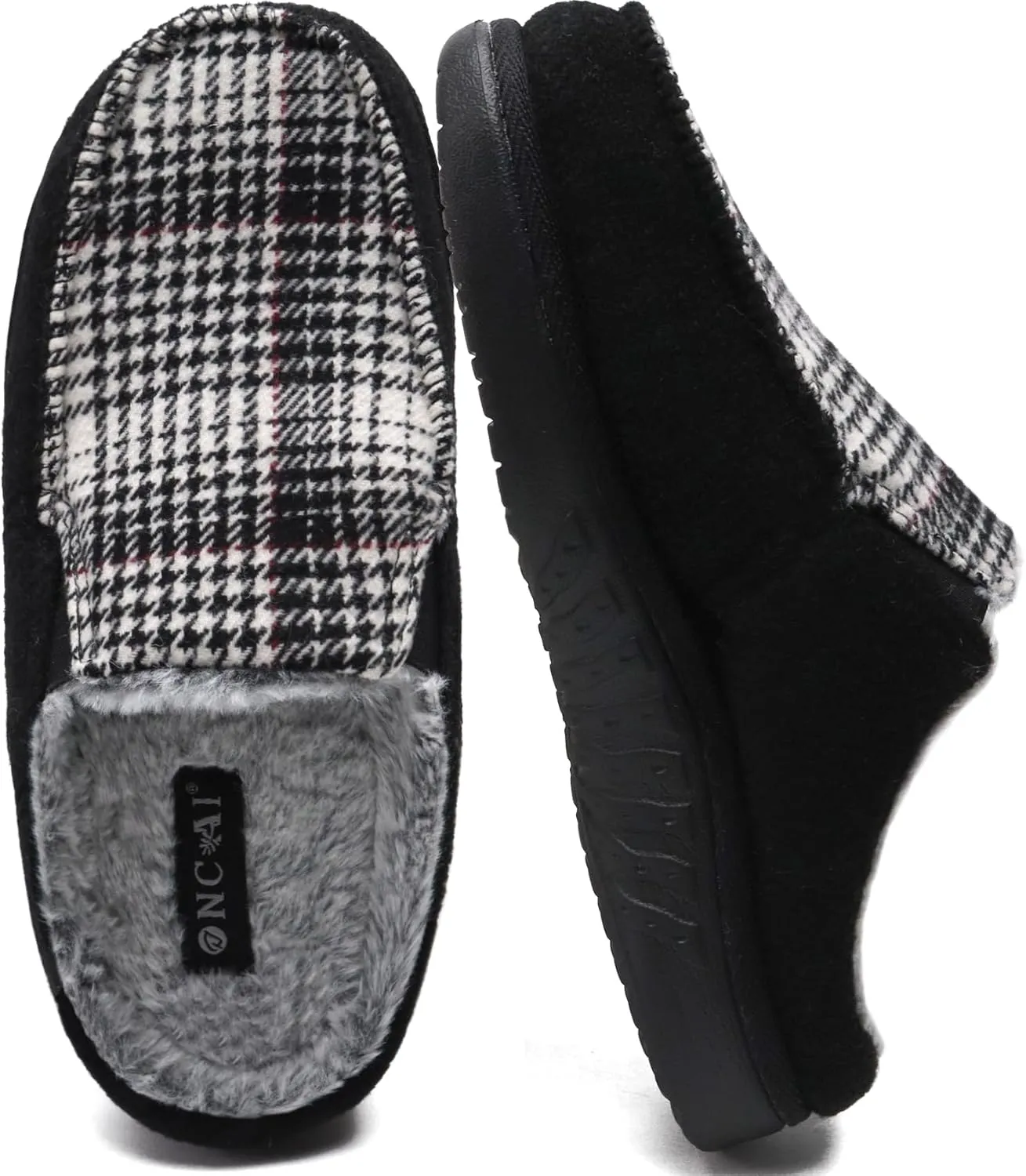 ONCAI Mens Felt Slippers Wool and Cotton-Blend High-Density Memory Foam House Shoes with Indoor and Outdoor Rubber Soles (US Size 7-15)