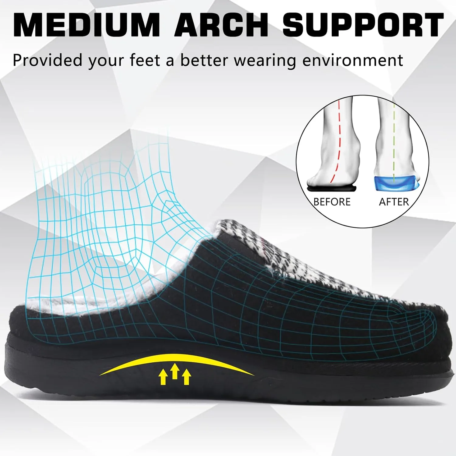 ONCAI Mens Felt Slippers Wool and Cotton-Blend High-Density Memory Foam House Shoes with Indoor and Outdoor Rubber Soles (US Size 7-15)