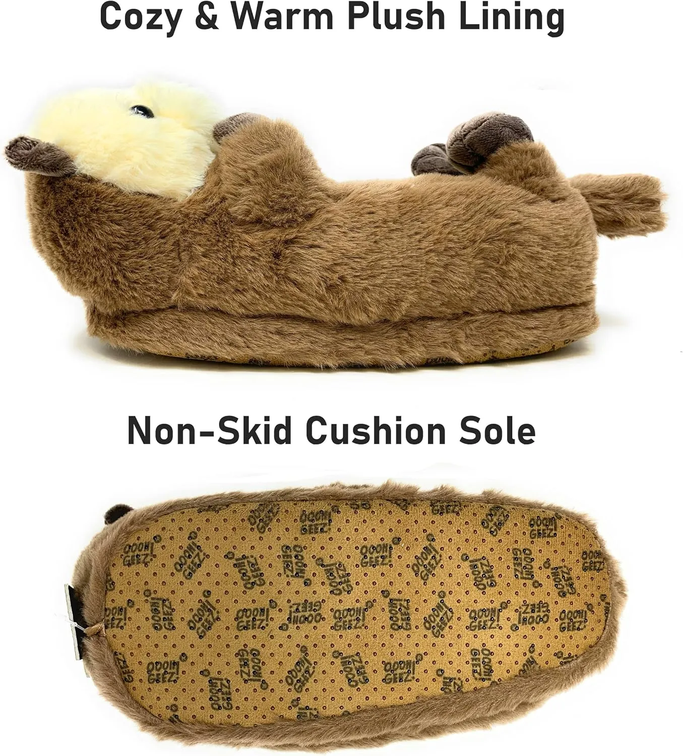 ooohyeah Kids Fuzzy Funny Animal Slippers, Cute Non-Slip Winter Warm House Shoes for Boys & Girls, Shoe Size 1-4
