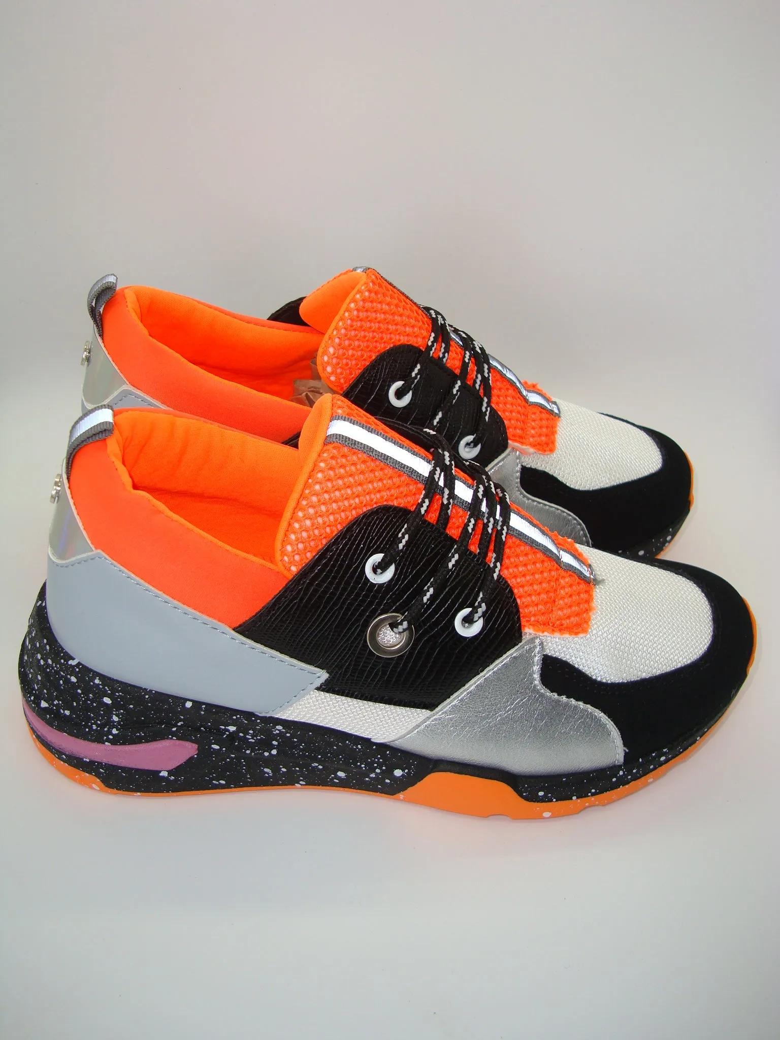 Orange Colorblock Splattered Sole Sneaker