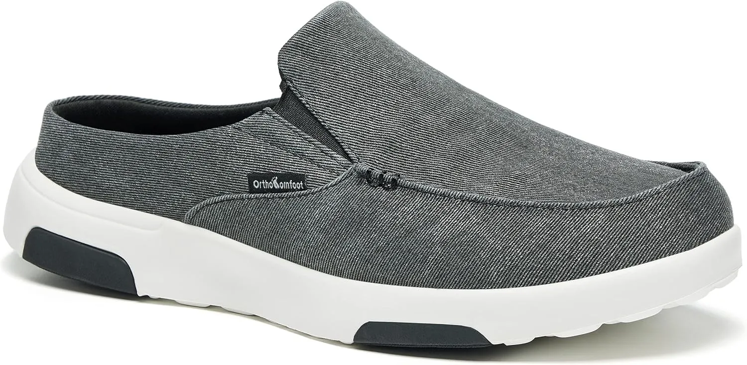 OrthoComfoot Men's Orthopedic Slip-On Loafers Walking Shoes with Arch Support: Casual Plantar Fasciitis Slippers for Flat Feet, Comfortable Orthotic Shoes for Foot and Heel Pain Relief