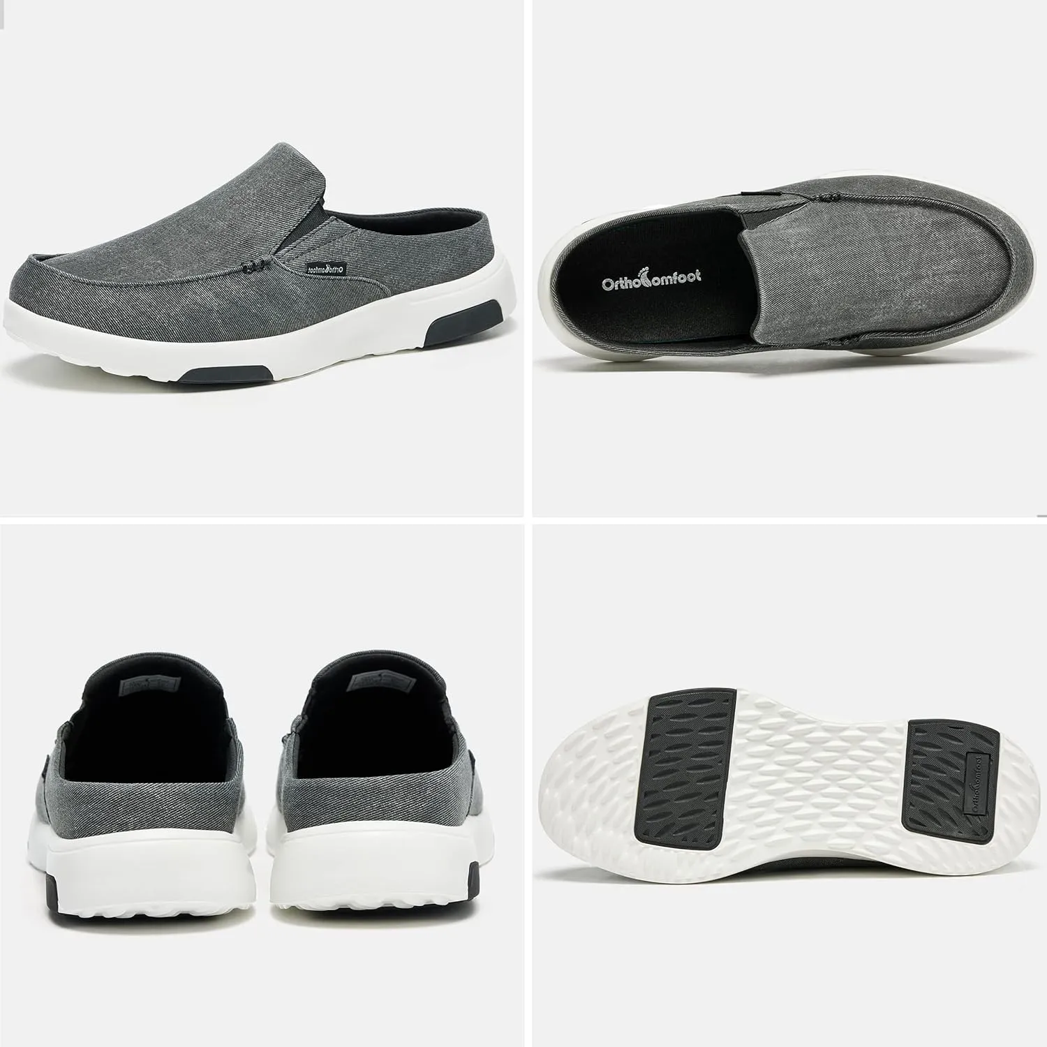 OrthoComfoot Men's Orthopedic Slip-On Loafers Walking Shoes with Arch Support: Casual Plantar Fasciitis Slippers for Flat Feet, Comfortable Orthotic Shoes for Foot and Heel Pain Relief