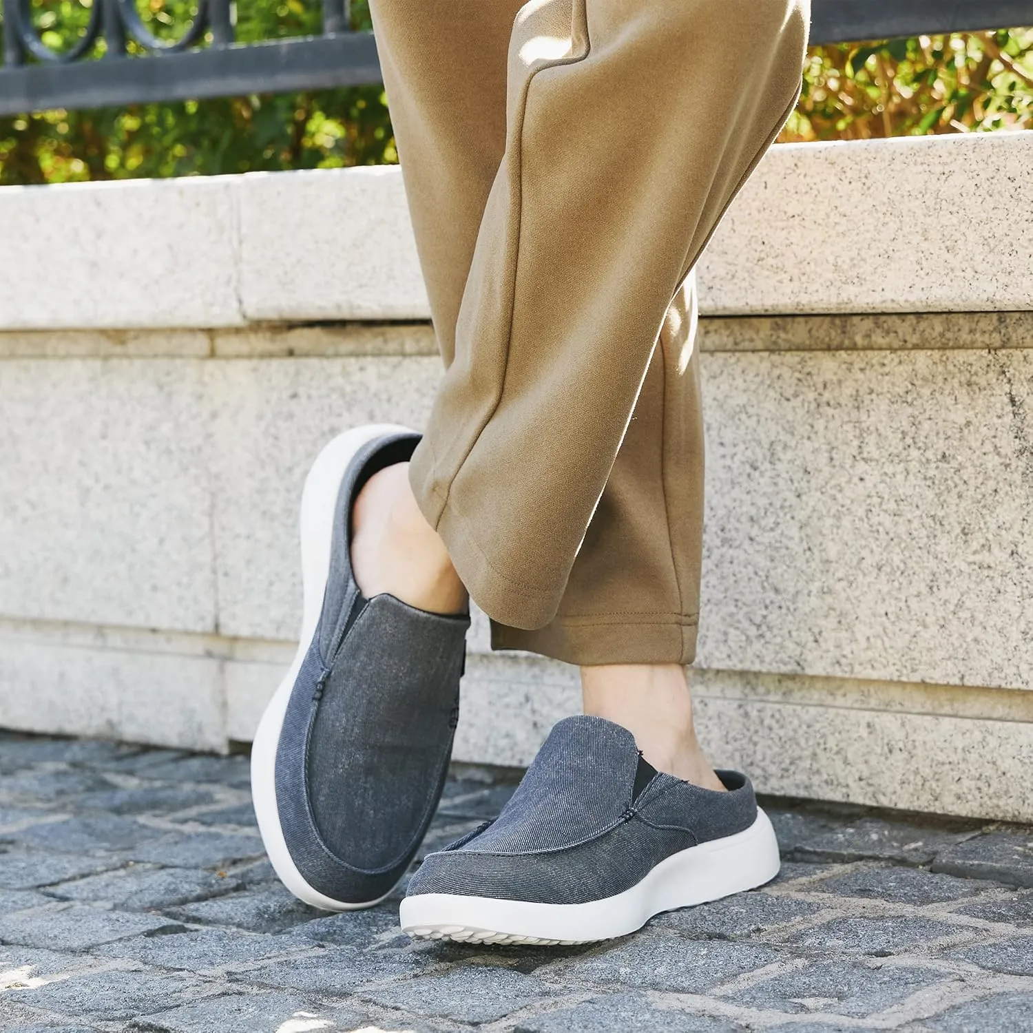 OrthoComfoot Men's Orthopedic Slip-On Loafers Walking Shoes with Arch Support: Casual Plantar Fasciitis Slippers for Flat Feet, Comfortable Orthotic Shoes for Foot and Heel Pain Relief
