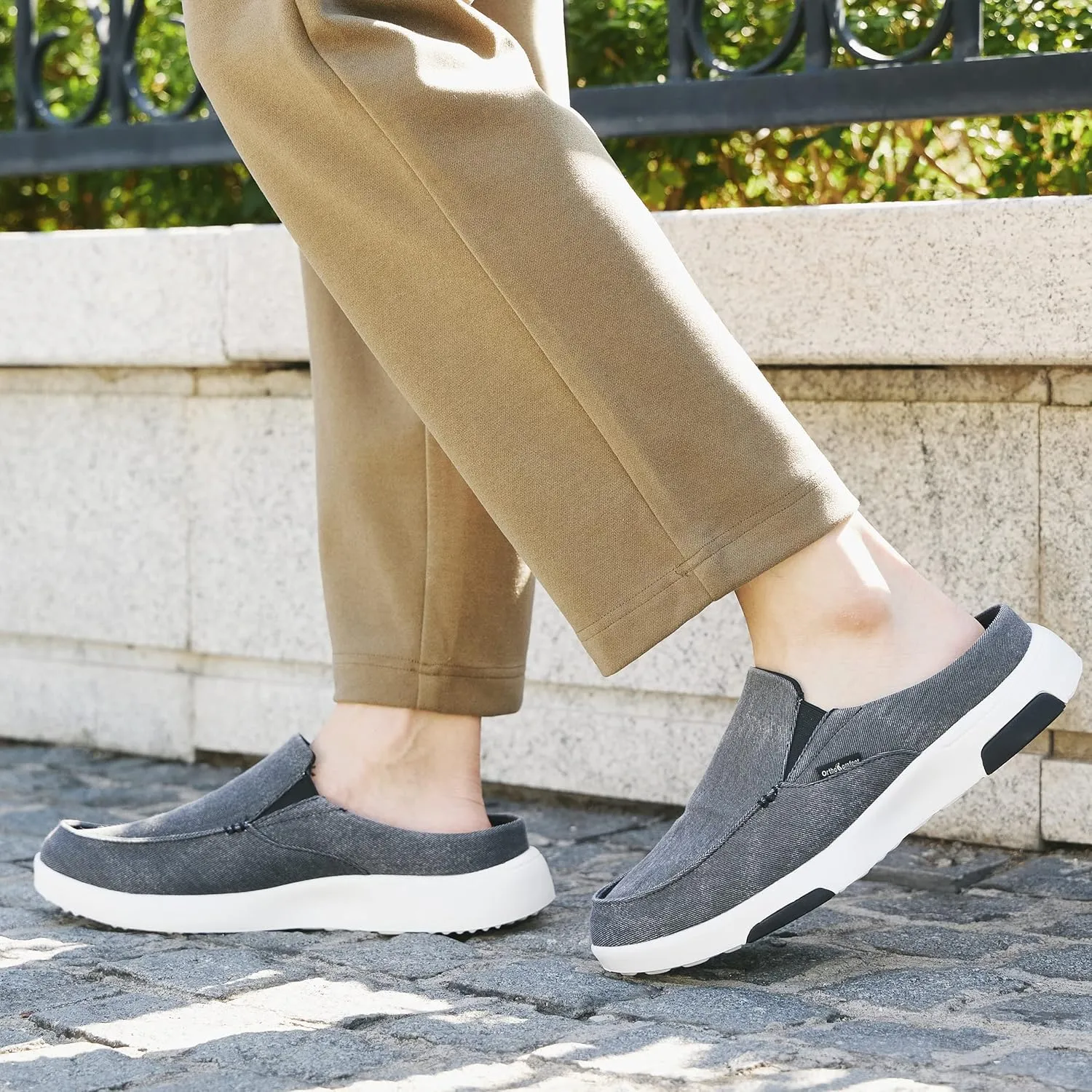 OrthoComfoot Men's Orthopedic Slip-On Loafers Walking Shoes with Arch Support: Casual Plantar Fasciitis Slippers for Flat Feet, Comfortable Orthotic Shoes for Foot and Heel Pain Relief