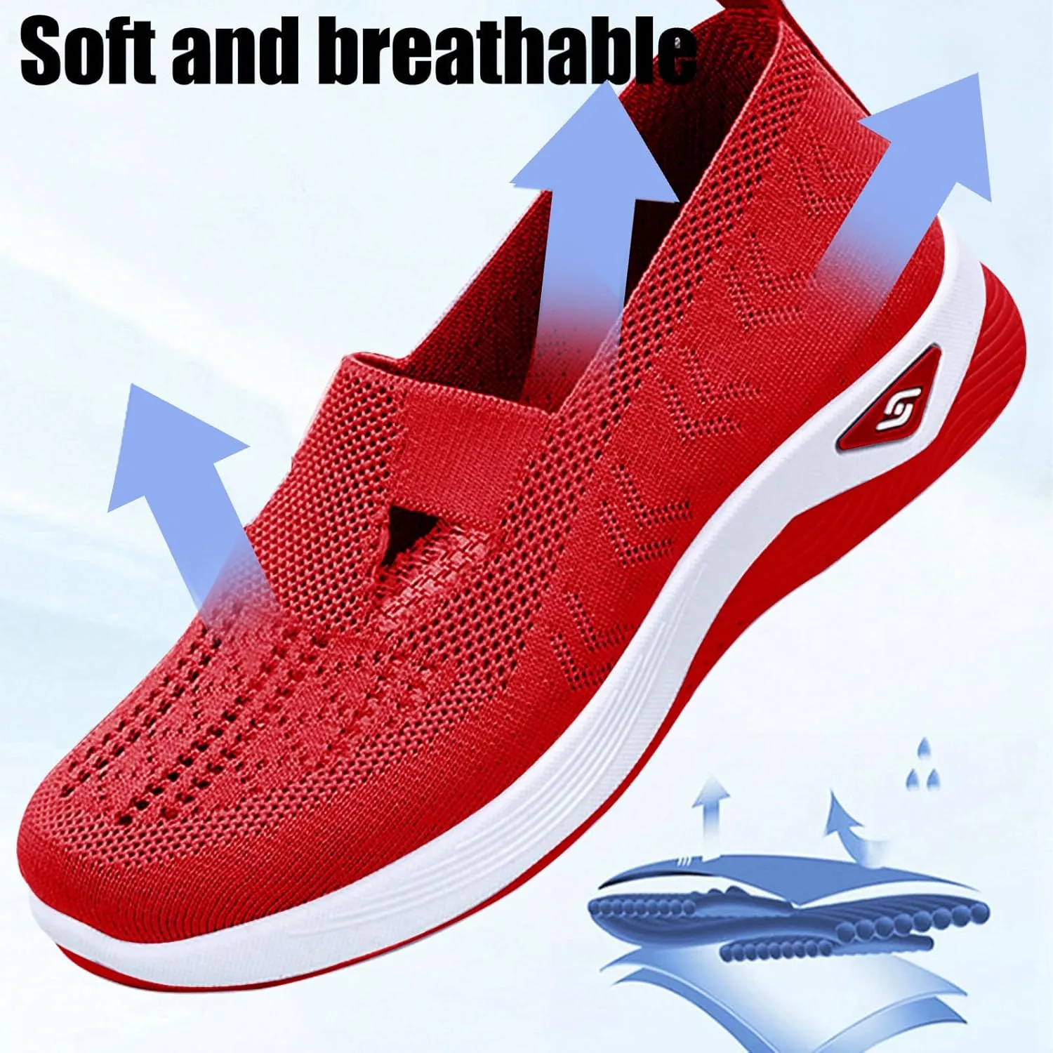 Orthopedic Shoes for Women Breathable Soft Walking Shoe Shoes Arch Support Slip On Sneakers Comfort Work Sneakers Woven Mesh Up Casual Running Going Out Flat Sneaker