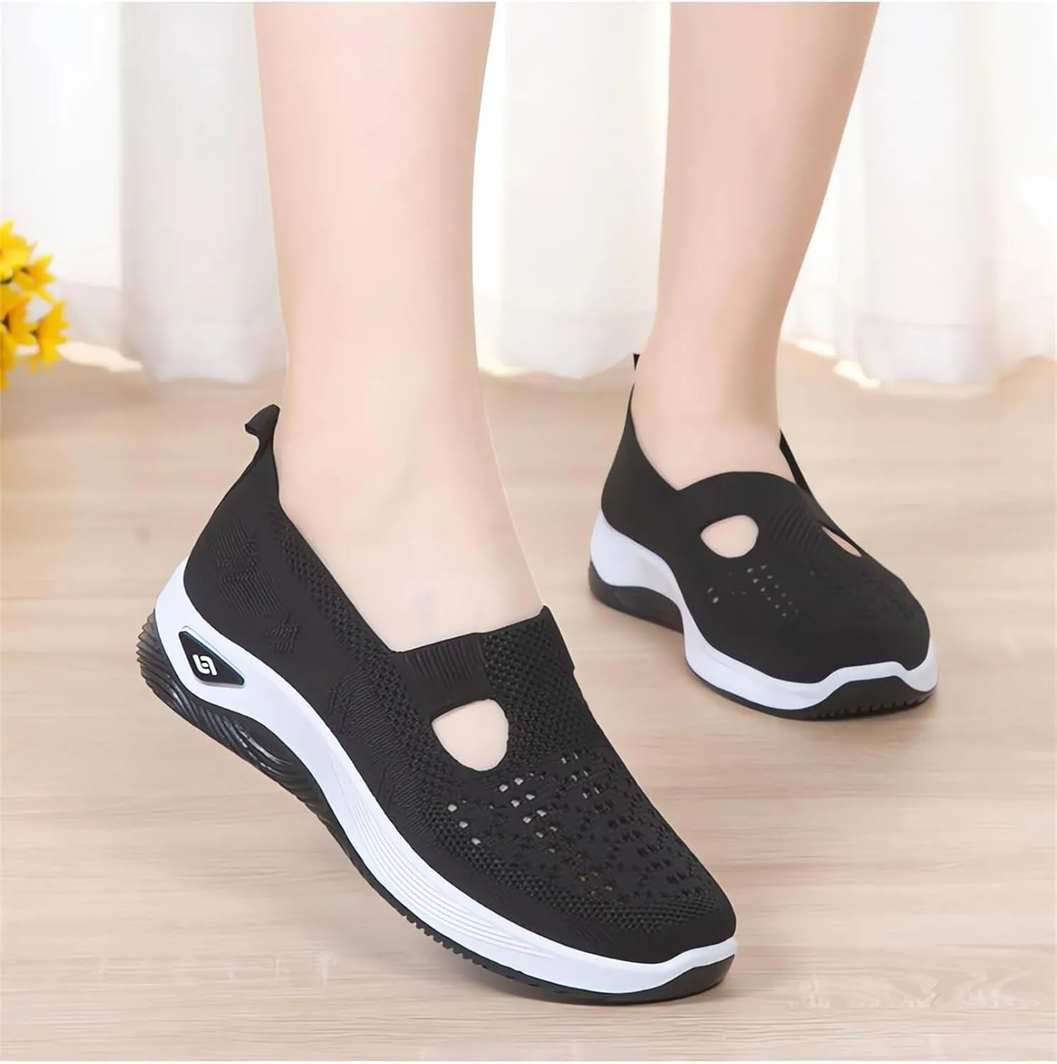 Orthopedic Shoes for Women Wide Width Walking Sneakers Mesh Comfortable Lightweight Slip on Sneakers Women Arch Support,Women's Woven Orthopedic Breathable Soft Shoes Diabetic Nurse Sneaker
