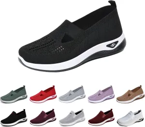 Orthopedic Shoes for Women Wide Width Walking Sneakers Mesh Comfortable Lightweight Slip on Sneakers Women Arch Support,Women's Woven Orthopedic Breathable Soft Shoes Diabetic Nurse Sneaker