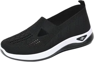 Orthopedic Walking Shoes for Women Slip on Diabetic Shoes Hands Free Slip-ins Shoe, Breathable Mesh Knitted Orthowalk Sneakers Neuropathy Plantar Fasciitis Comfort Wear Orthowear Shoe