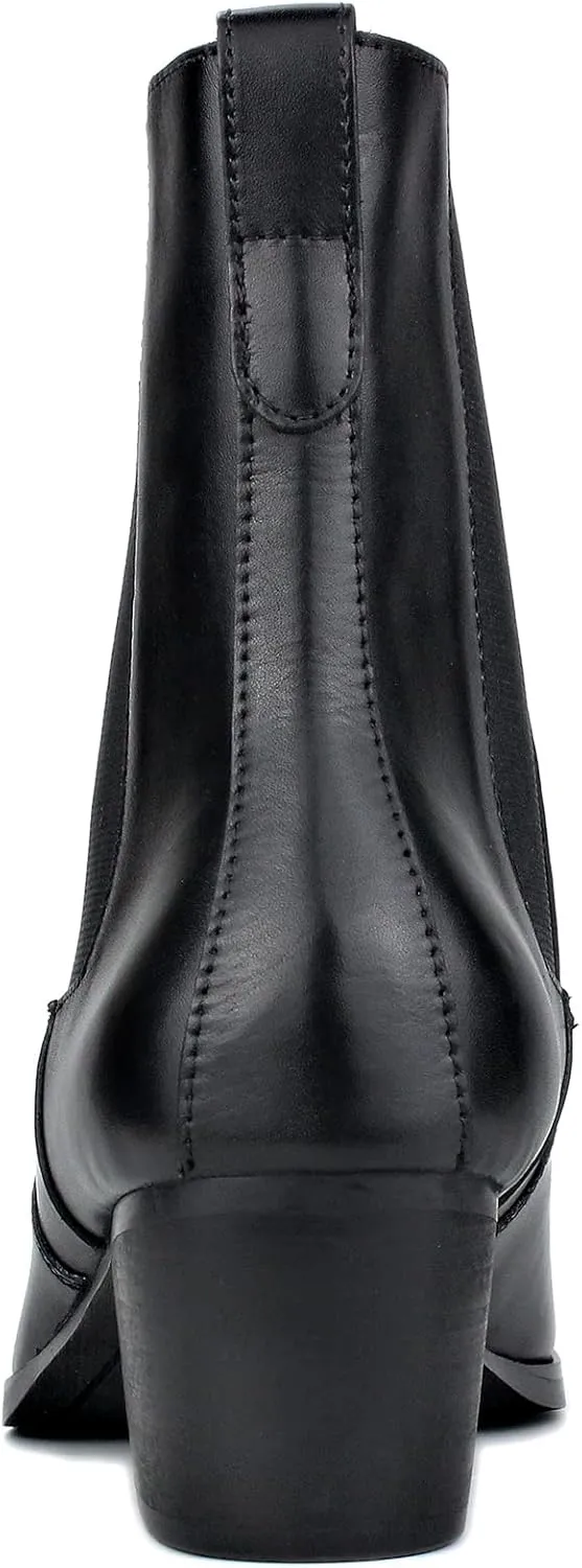 OSSTONE Men Chelsea Ankle Boots Leather Chukka Boots Heel Retro Dress Boots JY038-US