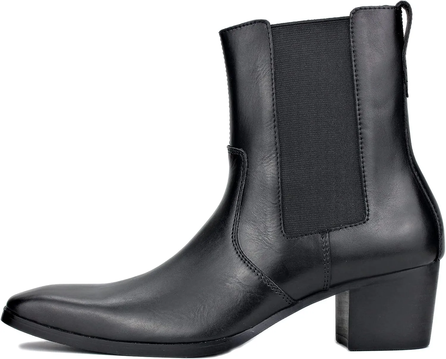 OSSTONE Men Chelsea Ankle Boots Leather Chukka Boots Heel Retro Dress Boots JY038-US