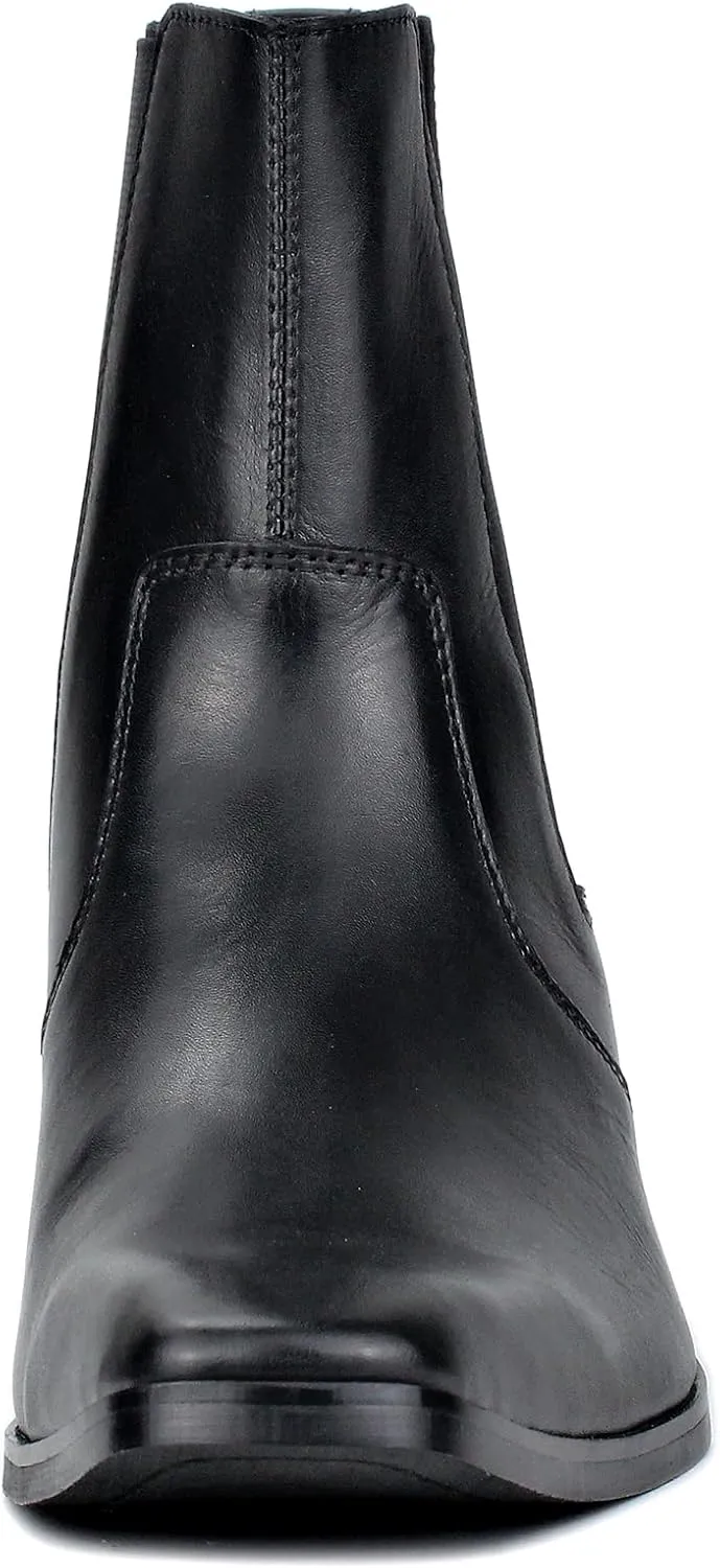 OSSTONE Men Chelsea Ankle Boots Leather Chukka Boots Heel Retro Dress Boots JY038-US