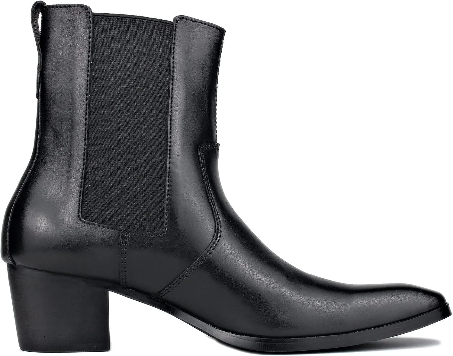 OSSTONE Men Chelsea Ankle Boots Leather Chukka Boots Heel Retro Dress Boots JY038-US