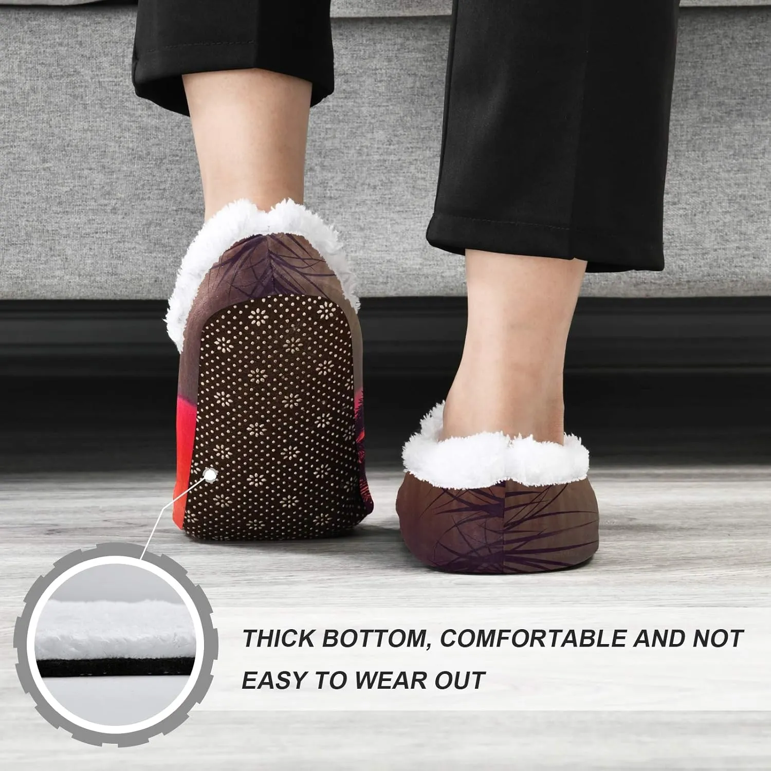 Oyihfvs Unisex Fuzzy House Slippers Memory Foam Warm Slip Shoes Fur Lining M-XXL