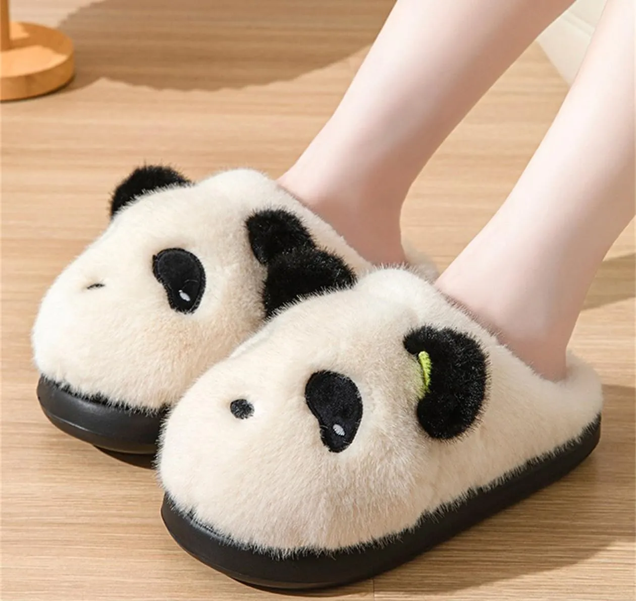 Panda Plush Animal Slippers - Warm & Soft Women's Home Slippers for Indoor/Outdoor