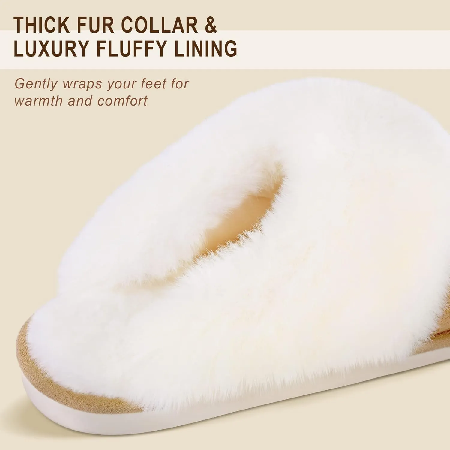 Parlovable Women Slippers with Memory Foam, Fuzzy Warm Bedroom House Shoes, Fluffy Winter Indoor Outdoor Anti-Skid Sole