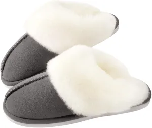 Parlovable Women Slippers with Memory Foam, Fuzzy Warm Bedroom House Shoes, Fluffy Winter Indoor Outdoor Anti-Skid Sole