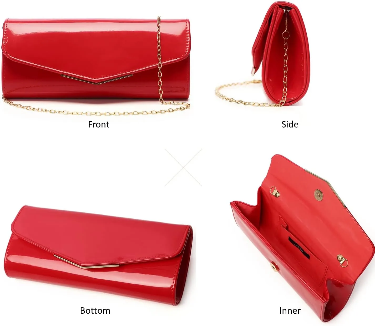 Patent Leather Envelope Clutch Womens Evening Handbag Stylish Crossbody Shoulder Bag Purse for Christmas Wedding Party Prom
